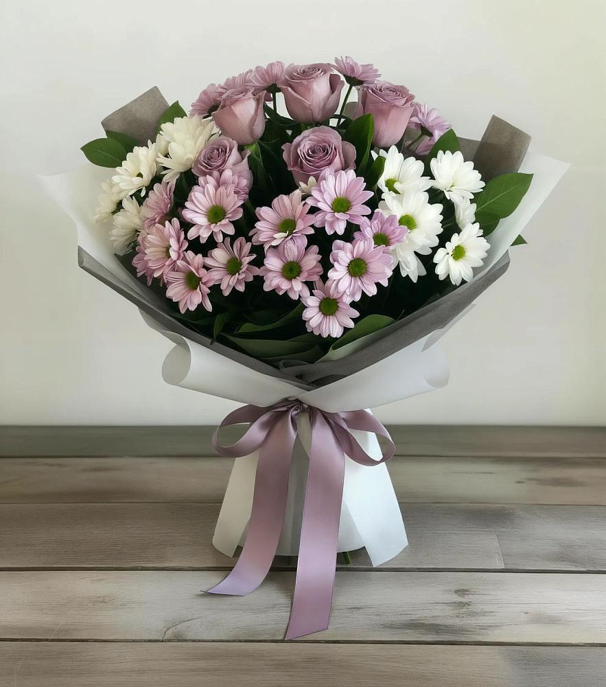 Букет цветов из: Хризантемы и Розы в Данково