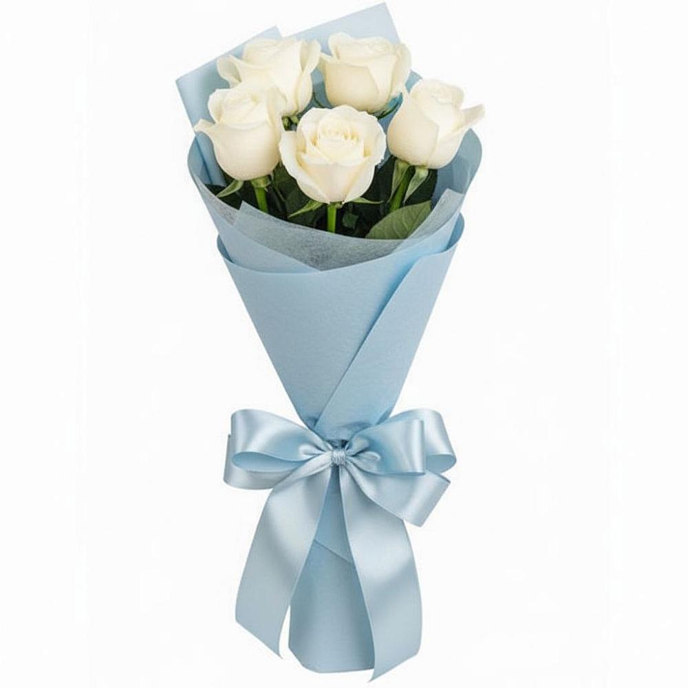 Букет 5 Белых роз Проуд в Данково