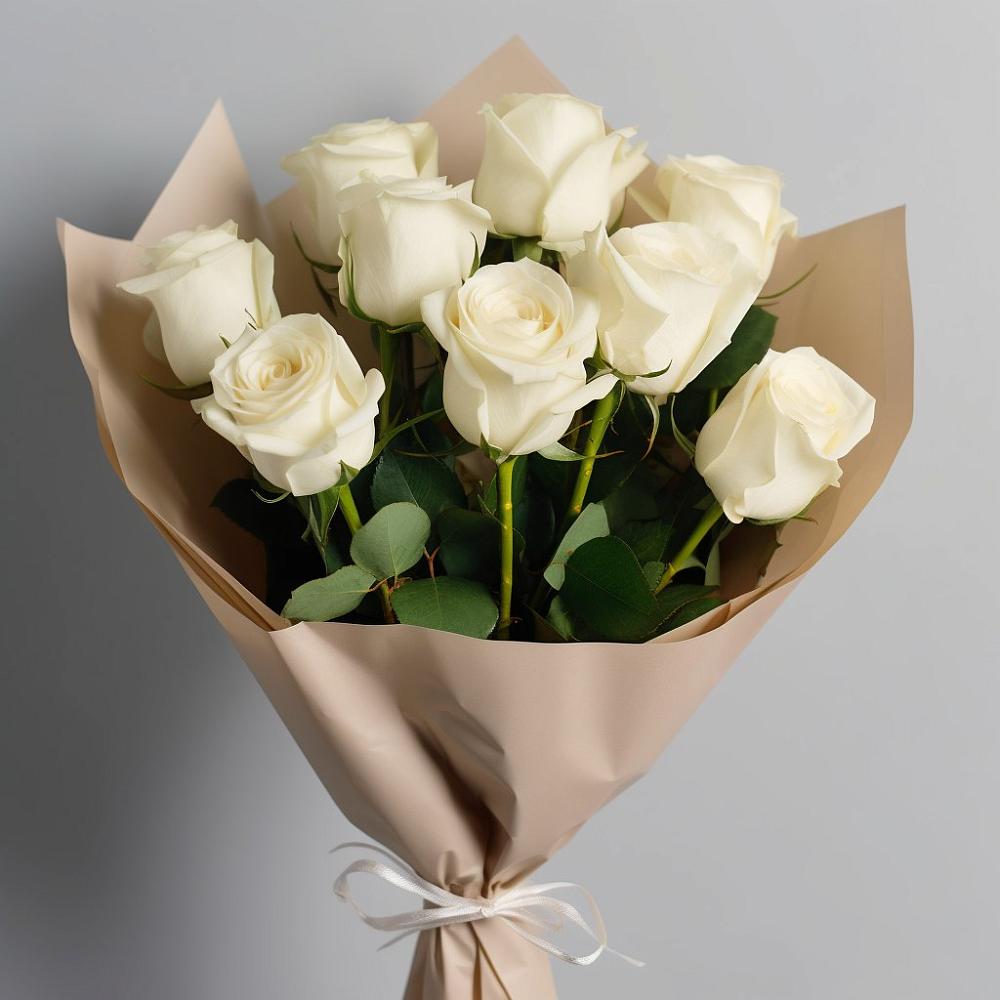 Букет 9 Белых роз Эдлесс Лав в Данково
