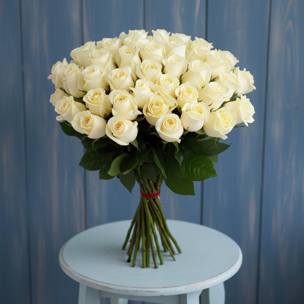 Букет 51 Белая роза Эдлесс Лав в Данково