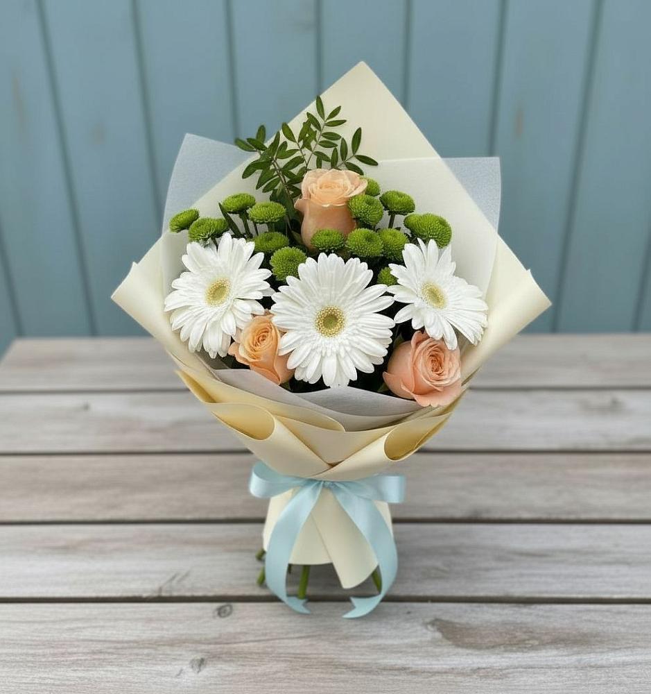 Букет цветов из: Герберы, Розы и Хризантемы в Данково