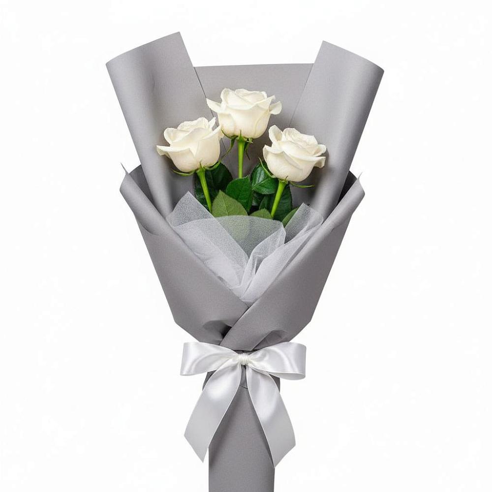 Букет 3 белые розы в Данково