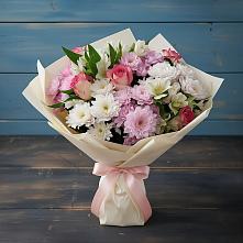 Букет цветов из:  Хризантемы, Альстромерии и Розы #REPLACE_PRED# Данково