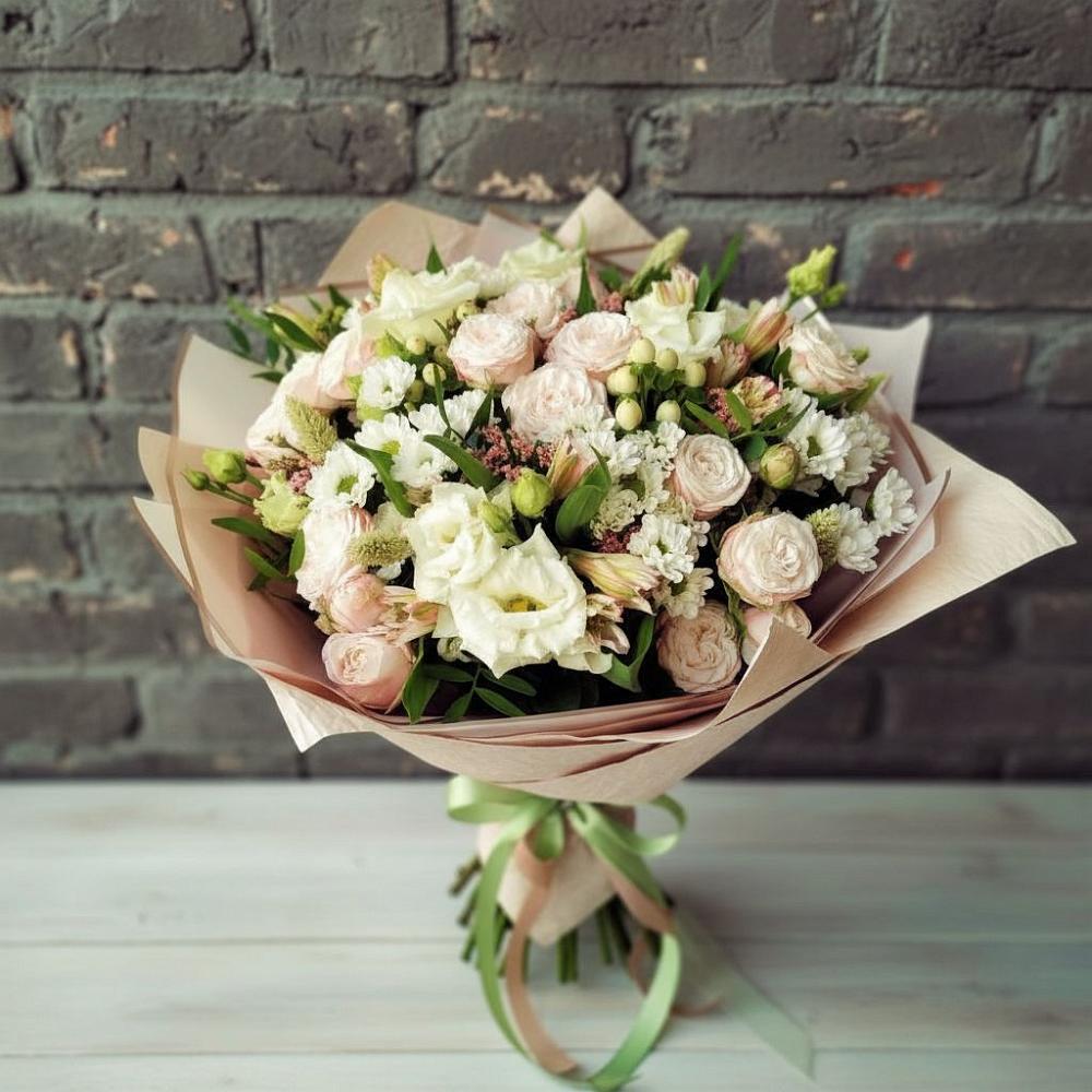 Букет цветов из: Альстромерии, Розы и Хризантемы в Данково