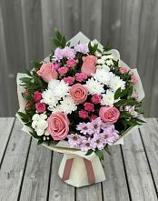 Букет цветов из:  Альстромерии, Гвоздики, Розы и Хризантемы в Данково