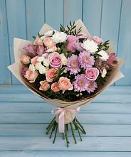 Букет цветов из:  Хризантемы, Розы и Альстромерии в Данково